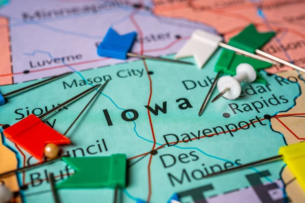 Iowa Sulla Mappa Degli Stati Uniti — Foto Stock