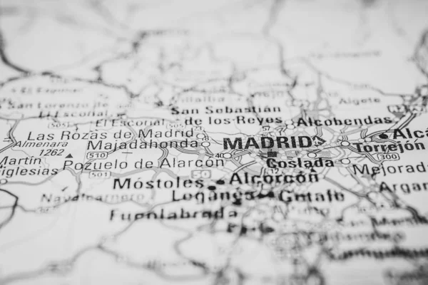 Madrid Sulla Mappa Europa — Foto Stock