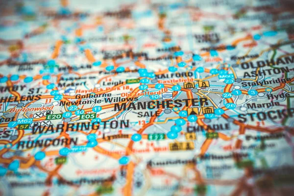Manchester Map Europe — Stock Photo, Image