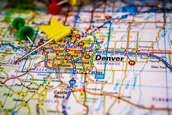 Denver Eua Mapa Viagem Fundo — Fotografia de Stock