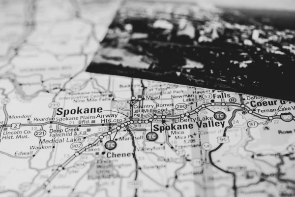 Spokane Usa Mapa Viaje Fondo — Foto de Stock