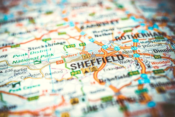 Sheffield Mapa Europa — Fotografia de Stock