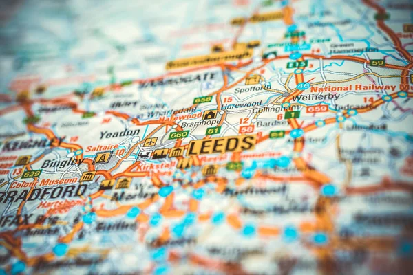 Leeds Mapa Europa — Fotografia de Stock