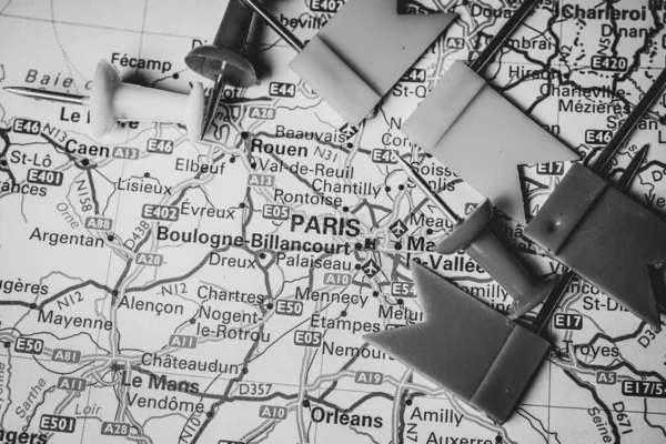 Paris Sobre Mapa Europa — Fotografia de Stock