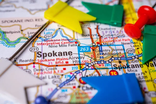 Spokane Mapa Estados Unidos — Foto de Stock