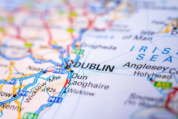 Dublin Sobre Mapa Europa — Fotografia de Stock