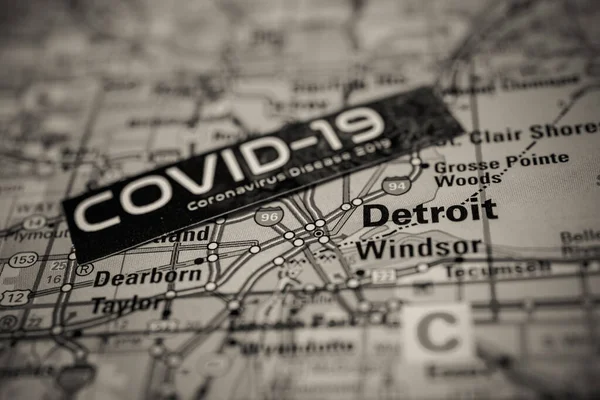 Detroit Coronavirus Covid Karantina Geçmişi — Stok fotoğraf