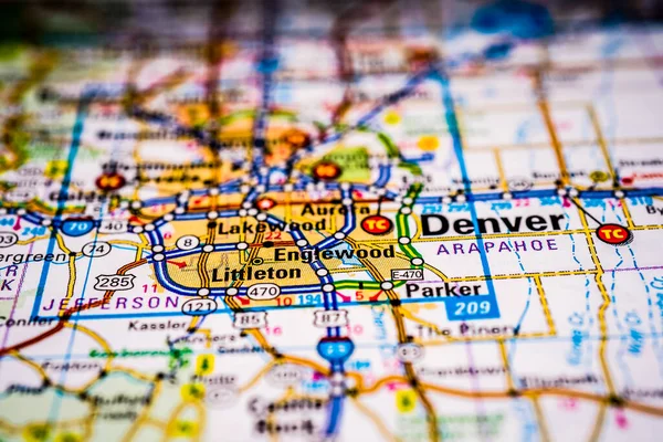 Denver Eua Mapa Viagem Fundo — Fotografia de Stock