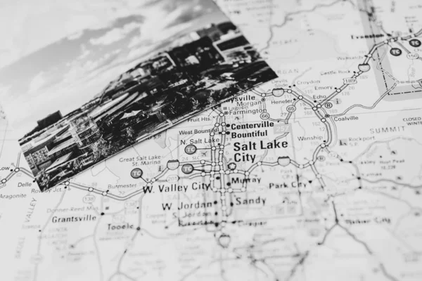 Salt Lake City Falls Usa Travel Map Background — Stock Photo, Image