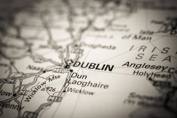 Dublin Sobre Mapa Europa — Fotografia de Stock