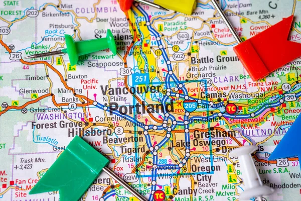 Portland Mapa Dos Eua — Fotografia de Stock