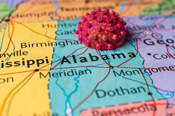 Alabama Pozadí Koronavirové Mapy — Stock fotografie