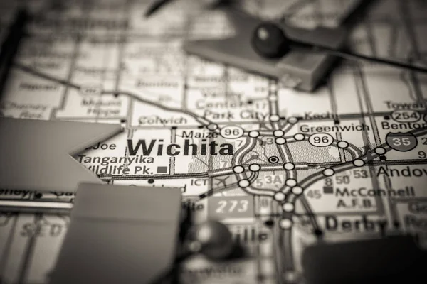 Wichita Mapa Estados Unidos — Foto de Stock
