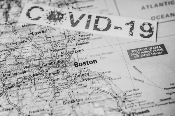 Boston Coronavirus Covid Karanténní Pozadí — Stock fotografie