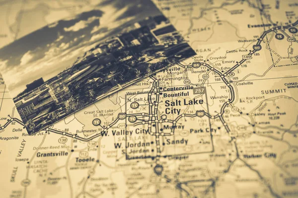 Salt Lake City Falls Usa Mapa Viaje Fondo — Foto de Stock