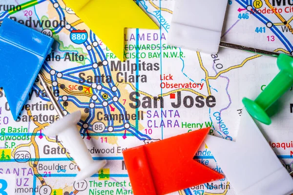 San Jose Sobre Mapa Dos Eua — Fotografia de Stock