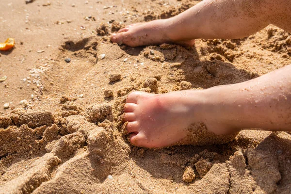 Children Feet Sand Sea Beach Stock Image