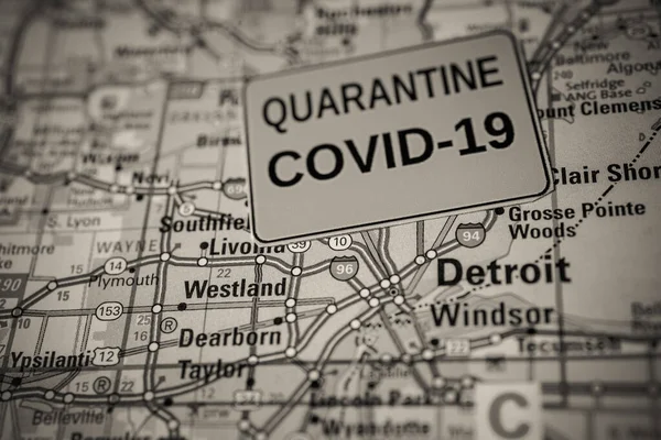 Detroit Coronavirus Covid Karantän Bakgrund — Stockfoto