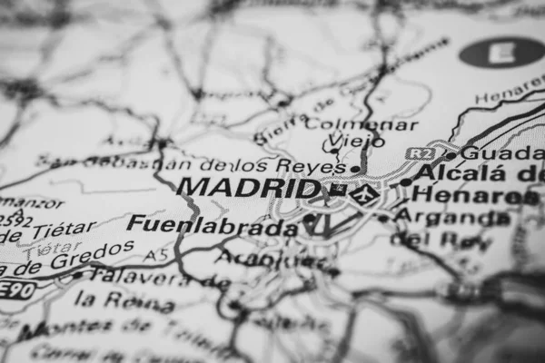 Madrid Sulla Mappa Europa — Foto Stock