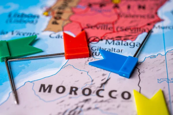 欧洲地图上的摩洛哥人 — 图库照片