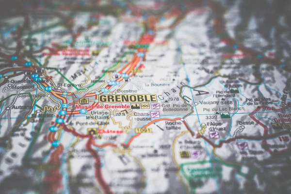 Grenoble Στο Χάρτη Της Ευρώπης — Φωτογραφία Αρχείου