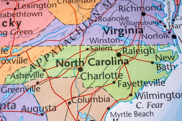 Carolina Del Norte Mapa Estados Unidos —  Fotos de Stock