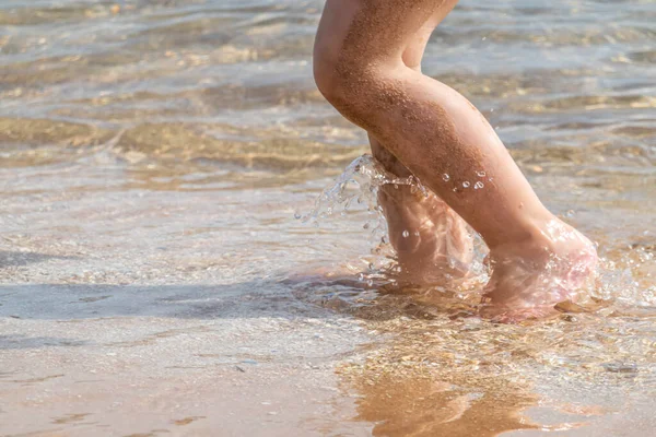 Children Feet Sand Sea Beach — Stock Photo, Image