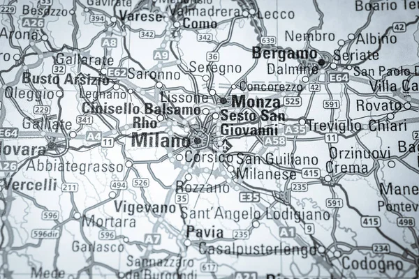 Milano Mapa Europa — Fotografia de Stock