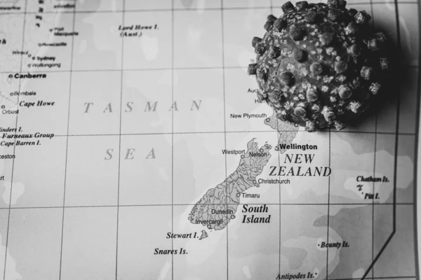 Nya Zeland Med Coronavirus Karta Bakgrund — Stockfoto