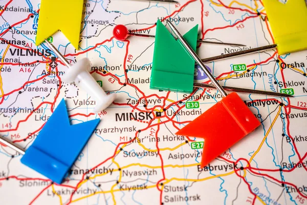 Minsk Mapě Evropy — Stock fotografie