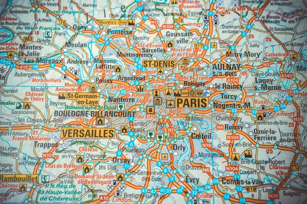 Paris Mapa Europa Fundo — Fotografia de Stock