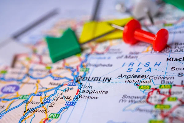 Dublin Sobre Mapa Europa — Fotografia de Stock