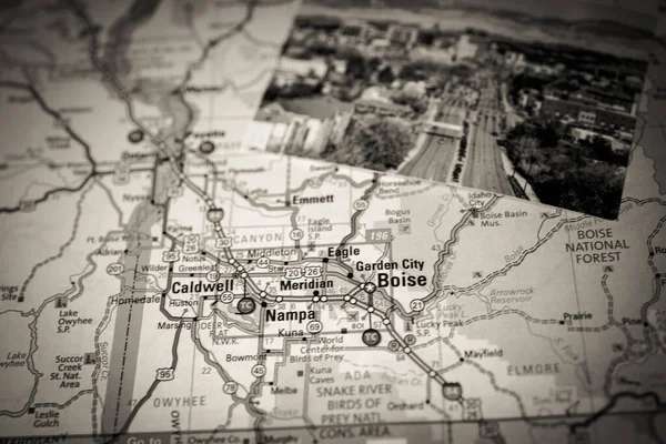 Boise Amerikai Egyesült Államok Utazási Térkép Háttér — Stock Fotó