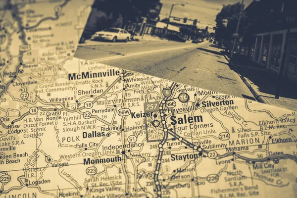 Salem Usa Mapa Viaje Fondo — Foto de Stock