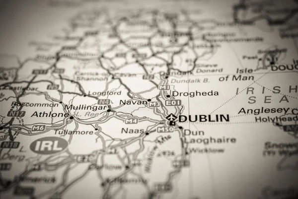 Dublin Sobre Mapa Europa — Fotografia de Stock