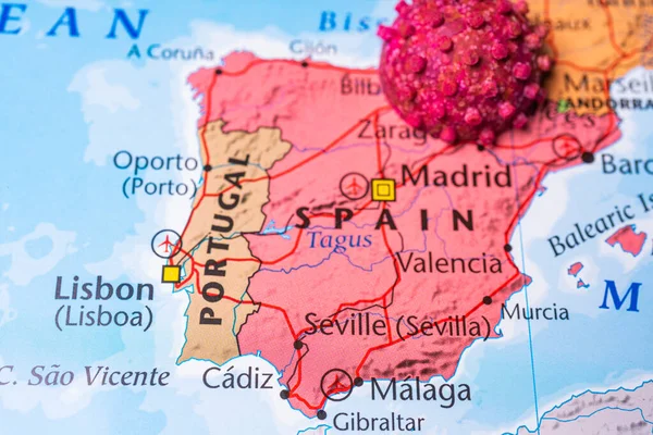 España Fondo Del Mapa Coronavirus —  Fotos de Stock