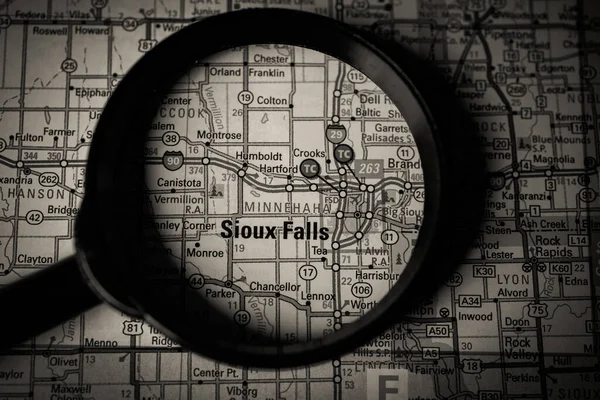 Mapa Podróży Sioux Falls Stany Zjednoczone — Zdjęcie stockowe
