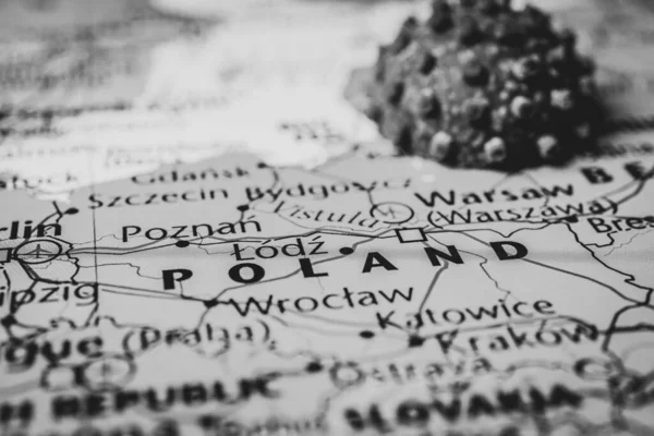 Polonia Fondo Del Mapa Coronavirus — Foto de Stock