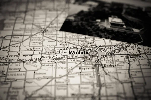 Whichita Usa Mapa Viaje Fondo — Foto de Stock