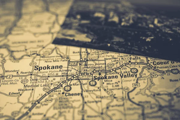 Spokane Usa Mapa Viaje Fondo — Foto de Stock