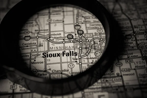 Mapa Podróży Sioux Falls Stany Zjednoczone — Zdjęcie stockowe