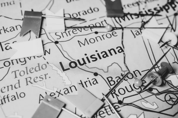 美国地图上的路易斯安那州 — 图库照片