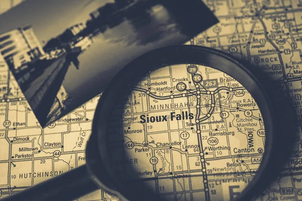 スーフォールズアメリカ旅行地図背景 — ストック写真