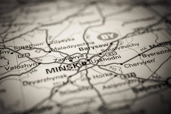 Minsk Mapa Europa — Foto de Stock