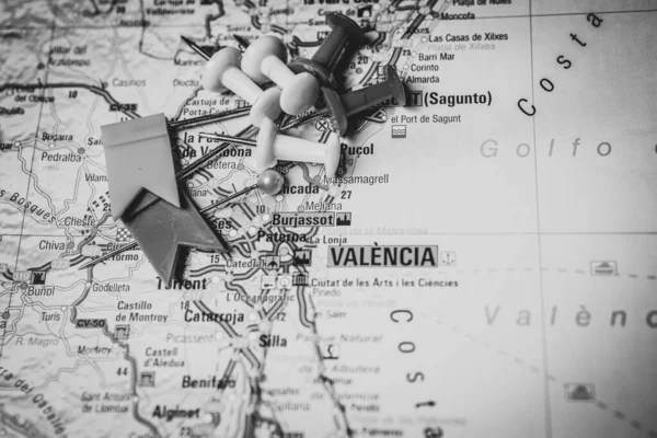 Valencia Sulla Mappa Europa — Foto Stock