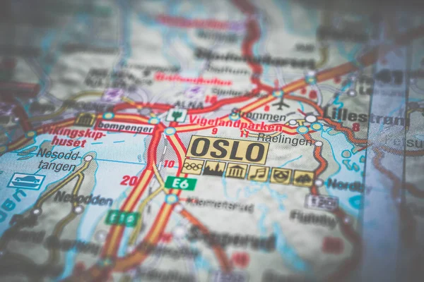 オスロはヨーロッパ地図上で — ストック写真