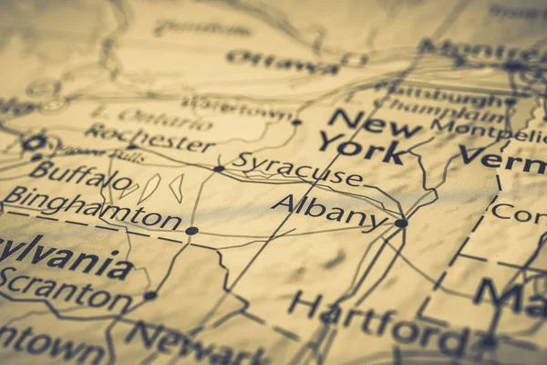 美国地图上的纽约州 — 图库照片