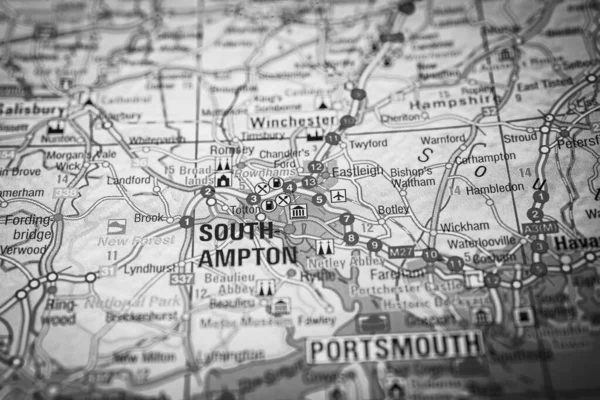 Southampton Mapa Europa Fundo — Fotografia de Stock