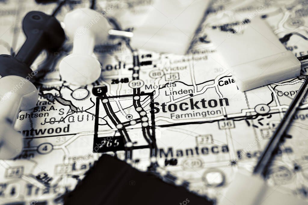 Stockton on the USA map