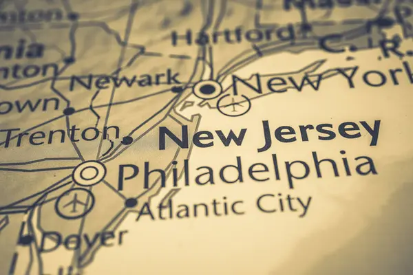 Nueva Jersey Mapa Estados Unidos —  Fotos de Stock